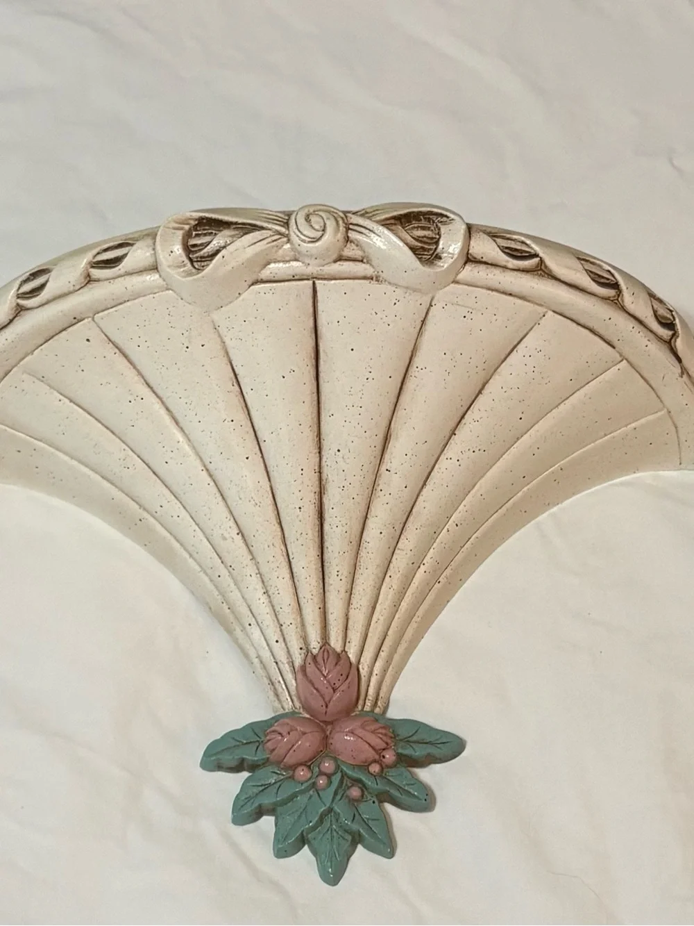 Vintage Burwood Bows & Roses Resin Oval Wall Mirror & Shelf Set